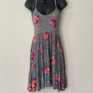 Grey Floral Skater Dress